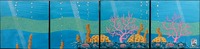 Un récif tropical sur un fond abstrait aux couleurs turquoises