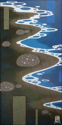 La rencontre d'une plage de galets et d'une mer abstraite